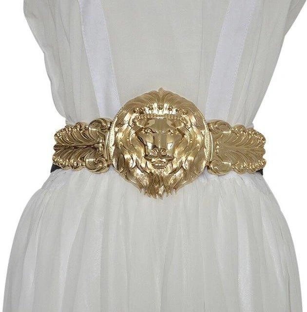 Złota Klamra Lwa Damski Pasek Elastyczny Modny Szybki Elegancja i Styl Must Have!